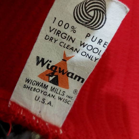 Vtg Wigwam 100% Pure Virgin Wool 90s Mens Red Colorful Striped Beanie - Picture 7 of 9